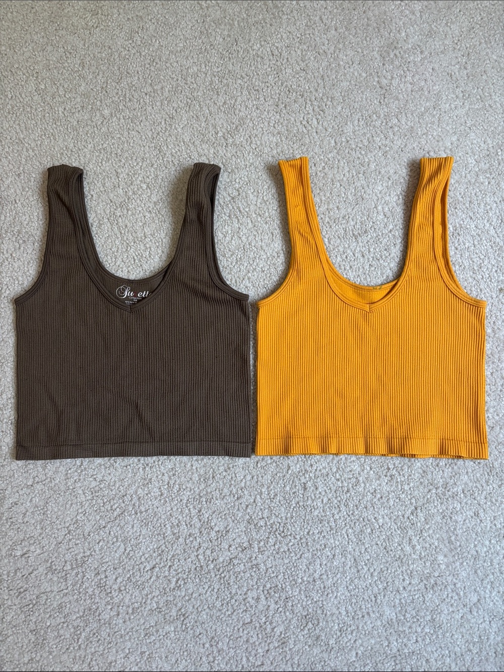 Two ribbed cropped tank tops